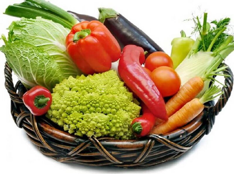 Verdure nel cestino